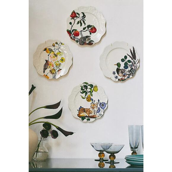 NEW Set of 4 Anthropologie Nathalie Lete Marais Stoneware Dessert Plates